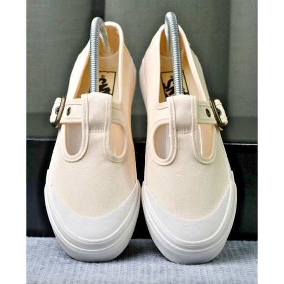 New! Size: 7.5 Women | Vans Style 93 Mary Jane Canvas Buckle Shoes Off White - Picture 8 of 13